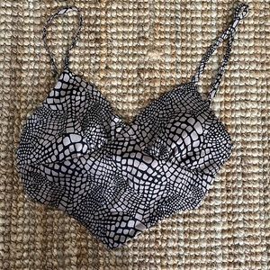 Printed V tie back top, forever 21